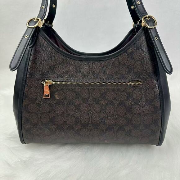 Coach Erin Shoulder Bag In Signature Canvas Gold/Walnut/Black CAQ87 NWT - Picture 4 of 10